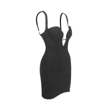 Load image into Gallery viewer, Sexy V neck Strap Zipper Furcal Lower Hem Dress Nightclub Black French Dress