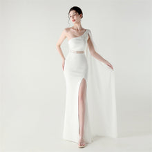 Load image into Gallery viewer, Tulle Shawl Three Dimensional Bead Tube Embroidery Craft One Shoulder Slim Slimming Social Celebration