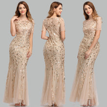 Load image into Gallery viewer, Summer Autumn Banquet Host Slim Mesh Sequ Evening Dress Fishtail Dress for Women