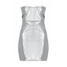 Load image into Gallery viewer, Women Clothing Faux Leather Personality off Neck Low Cut Sexy Sheath Sleeveless Backless Dress Women