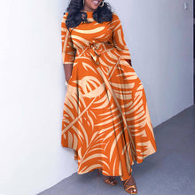 Load image into Gallery viewer, Women Clothing Spring Elegant Graceful Printed Lace up Large Dress
