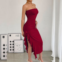 Load image into Gallery viewer, Autumn Winter Women Clothing Slim Fit Slit Wrapped Chest Bag Hip Sexy Dress