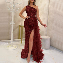 Load image into Gallery viewer, Color Sequined Fairy Long Sleeveless Slim Mid-Length Evening Dress