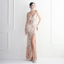 Load image into Gallery viewer, Floral Craft Beading Craft Imported Wool Dress Long Cocktail Slim Fit Evening Dress Elegant
