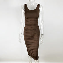 Load image into Gallery viewer, Summer Sexy Women Wear Solid Color Tight Backless Sleeveless Pleated Dress
