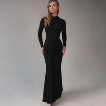Load image into Gallery viewer, Women Clothing Summer Waist Controlled Lace up Sheath Dress Solid Color Slim Fit Long Sleeves Dress