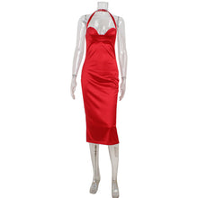 Load image into Gallery viewer, Elegant Women Clothing Slim Fit High Grade Satin Tube Top Halter Backless Red Dress Dress Women