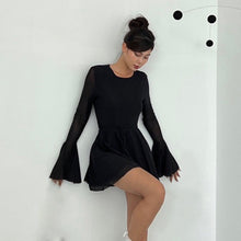 Load image into Gallery viewer, Fall Women Clothing Sexy Park Caiying Same Crew Neck Trumpet Long Sleeve Mesh Dress