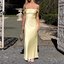 Load image into Gallery viewer, Strap Satin off Shoulder Evening Dress Backless Sexy Dress