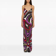 Load image into Gallery viewer, Summer Printed Satin Strap Backless Maxi Dress Women
