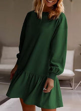Load image into Gallery viewer, Women Clothing Crisscross Neckline Round Neck Long Sleeve Casual Sweatshirt Dress