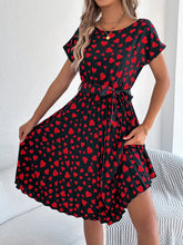 Load image into Gallery viewer, Valentine Day Gift Spring Summer Casual Contrast Color Love Heart Short Sleeve Waist Controlled Pleated Dress Women Clothing