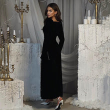 Load image into Gallery viewer, Autumn Winter Party Dress French Ladies Dress Korean Velvet Bell Sleeve Square Collar A line Dress Women