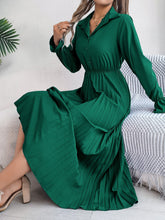 Load image into Gallery viewer, Autumn Winter Casual Collared Button Long Sleeve Cinched Pleated Maxi Dress Women Clothing