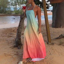 Load image into Gallery viewer, Summer Women Clothing Backless Halter Lace up Gradient Loose Dress