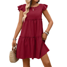 Load image into Gallery viewer, Summer Women Clothing Ruffled Bohemian Solid Color Dress