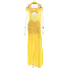 Load image into Gallery viewer, Summer Sexy Tube Top Backless Dress Mesh Pleated Slit Dress
