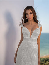 Load image into Gallery viewer, Summer Women Clothing V Neck Slim Hip Wrapped Dress Sequined Split Dress