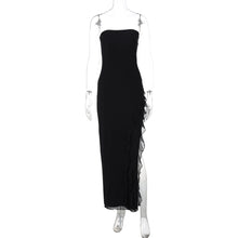 Load image into Gallery viewer, Women Clothing Summer Solid Color Ruffles Sexy Slit Tube Top Dress Hair