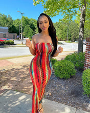 Load image into Gallery viewer, Women Clothing Spring Summer Colorful Tie Dye off Shoulder Tube Top Dress