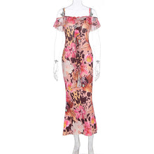 Load image into Gallery viewer, Summer Women Sexy Printed Ruffled Spaghetti Straps Slim Slimming Dress