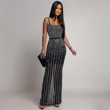Load image into Gallery viewer, Rhinestone Sexy Suspenders Dress Party Long Dress Women