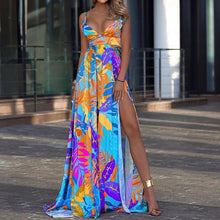 Load image into Gallery viewer, Sundress Spring New Leaf Four-Sided Stretch Dress Bohemian off-the-Shoulder Strap Tube Top Mop Dress Boho Vacation Maxi Dresses