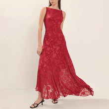 Load image into Gallery viewer, Summer Lace Backless Slim Fit Jacquard Red Irregular Asymmetric Dress Women Dress