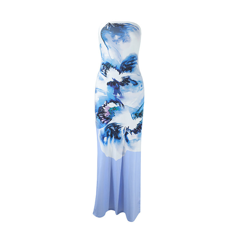 Summer High Class Elegant Sexy Bandeau Slim Fit Long Holiday Dress