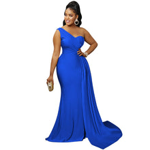Load image into Gallery viewer, Solid Color Party Tight One Shoulder Sleeve Dress Maxi Dress Women