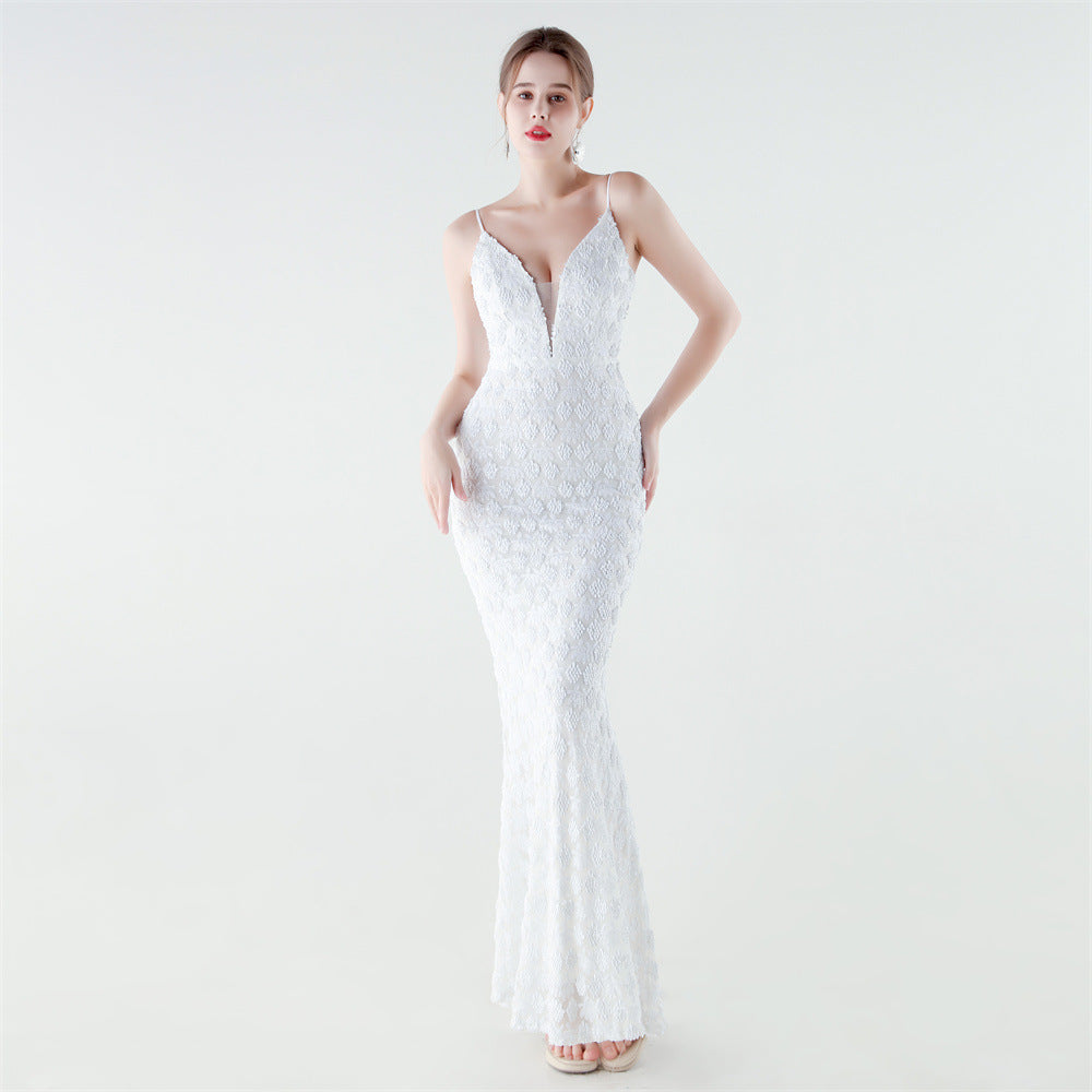 Heavy Industry Sequin Slim Deep Fishtail Evening Dress