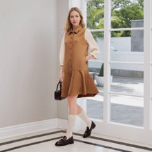 Load image into Gallery viewer, Fashionable Elegant Girls Autumn Suede Spun Yarn Slimming Short Cropped Puff Sleeve Waist Slimming Dress