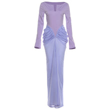 Load image into Gallery viewer, Autumn Winter Women Clothing Colorblock Slim Pleated Long Sleeve Elegant Dress