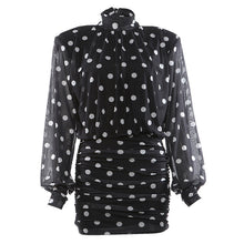 Load image into Gallery viewer, Women Clothing Polka Dot Design Turtleneck Backless Hip Wrapped Short Dress