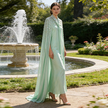 Load image into Gallery viewer, Spring Elegant Retro Exquisite Rhinestone Cape Shawl High Waist Slimming Dress