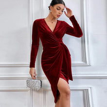 Load image into Gallery viewer, Sexy Maxi Dress V neck Hip Irregular Asymmetric Mid-Length Dress Cocktail Party Dress for Women