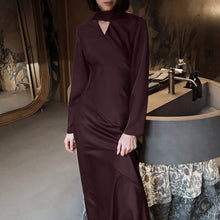 Load image into Gallery viewer, Autumn Scarf V neck Long Sleeve Elegant WomenElegant Dress