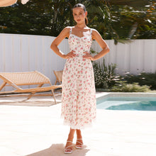 Load image into Gallery viewer, V neck Lace Stitching Dress Sexy Sling Slim Fit Waist Slimming Maxi Dress