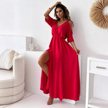 Load image into Gallery viewer, Women Clothing Solid Color Sexy Sling Half Sleeve Mid Length Dress