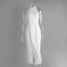 Load image into Gallery viewer, Simple Slit Maxi Dress Summer Polo Collar Sleeveless Dress Women