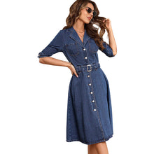 Load image into Gallery viewer, Women Clothing Denim Tight Waist Fit Slimming Short Sleeve Dress
