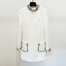 Load image into Gallery viewer, Early Spring Heavy Industry Beads Diamond Color Gem Diamond Long Sleeve Dress