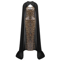 Load image into Gallery viewer, Elegant Sexy Leopard Print Sequin Cami Dress Dress Black Chiffon Cloak Two Piece Maxi Dress