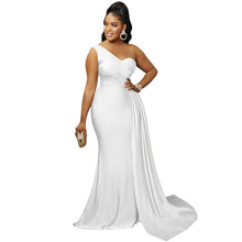 Load image into Gallery viewer, Solid Color Party Tight One Shoulder Sleeve Dress Maxi Dress Women