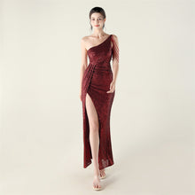 Load image into Gallery viewer, One Shoulder Diagonal Collar Sequined Clothing Beaded Bead Necklace Decorative Nightclub Cocktail Wedding