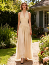 Load image into Gallery viewer, Halter Deep V Plunge High Waist Dress Autumn High Grade Sleeveless Waist Slimming Dress