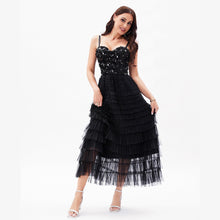 Load image into Gallery viewer, Sexy Socialite High Sense Black Paillette Beauty Back Underwear One Piece Dress Boning Corset Sling Multi-Layer Tiered Dress