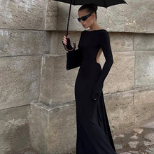 Load image into Gallery viewer, Autumn Winter Women Sexy Backless Chain Decoration Slim Fit Long Sleeved Dress