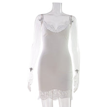 Load image into Gallery viewer, Summer Sexy Lace Stitching Sexy Dress Slim Fit Waist Trimming Spaghetti Straps Sheath Solid Color Dress