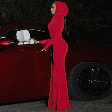 Load image into Gallery viewer, Women Clothing Autumn Solid Color Slim Fit Hood Long Sleeve Dress